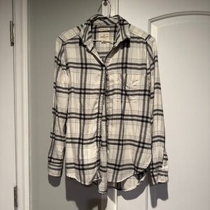 American Eagle White Plaid Shirt